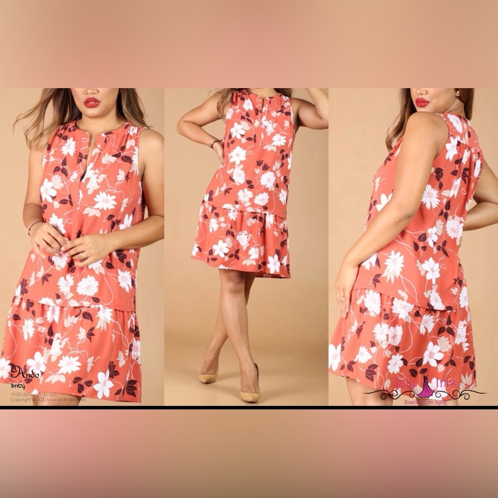 LOFT Red and White Floral Mini Dress
